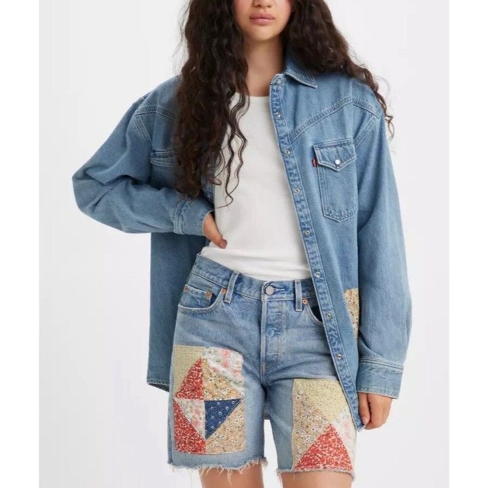 Levi's 501 150th Edition Patchwork Shorts Women 26 Quilt Floral Cottagecore Twee